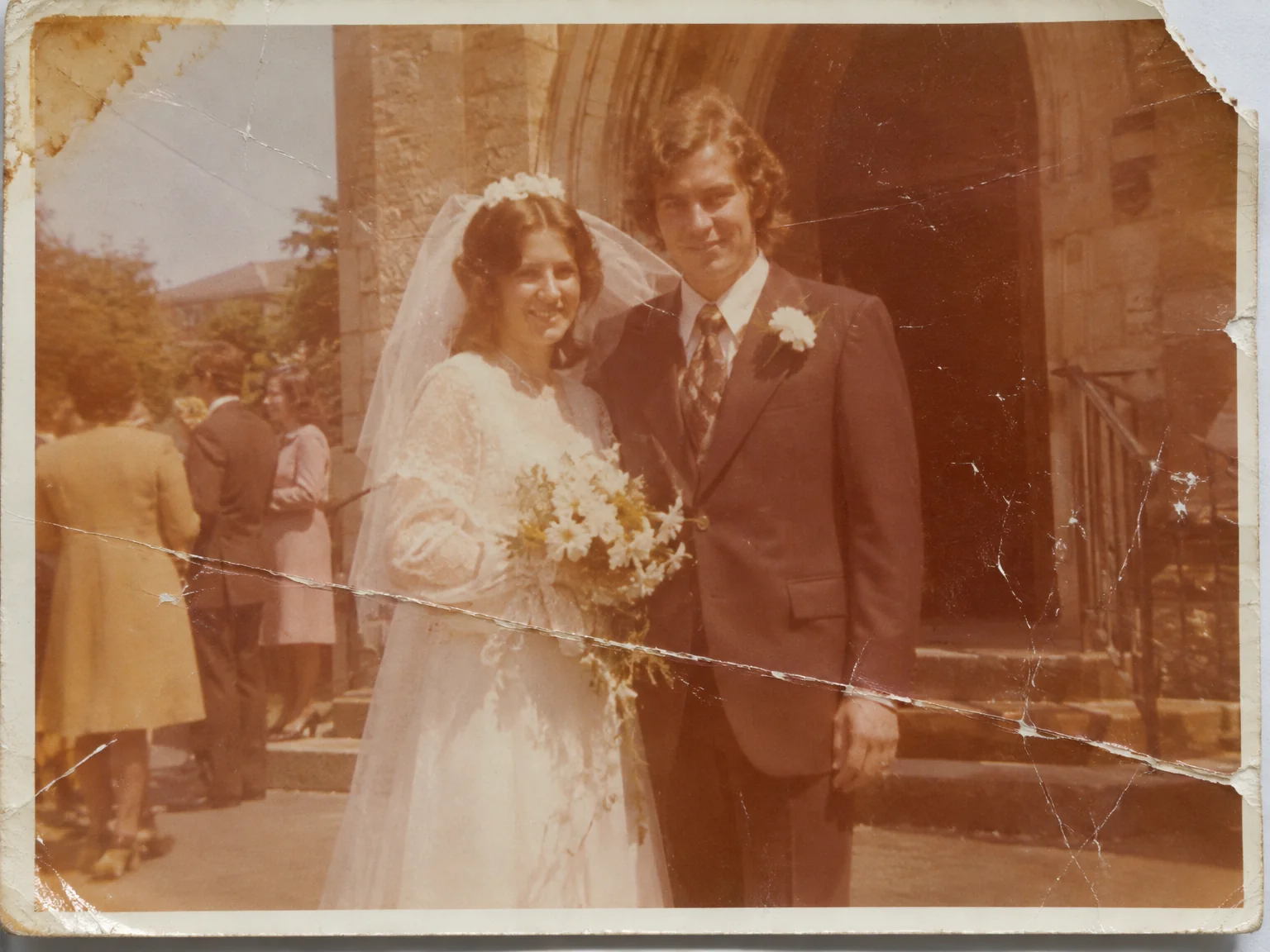 The wedding photo, repaired — before